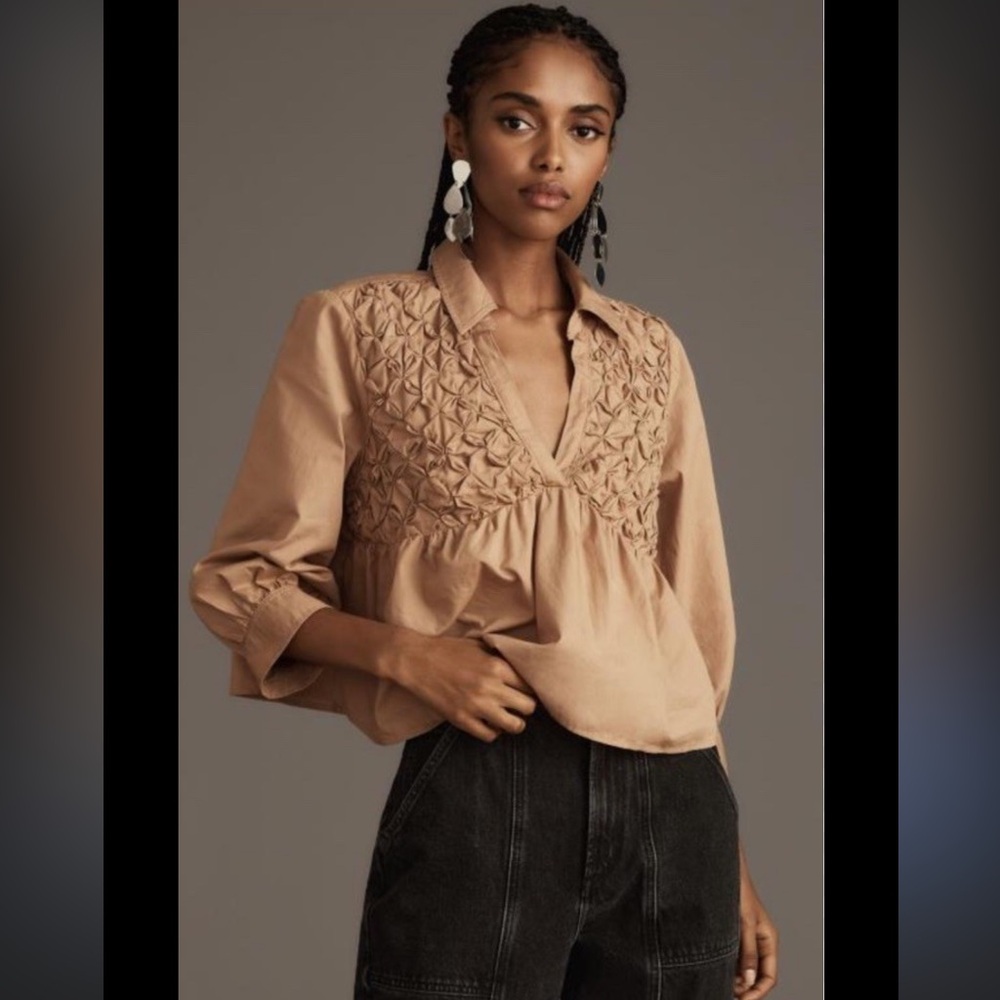 Anthropologie Maeve Smocked
Babydoll Top blouse